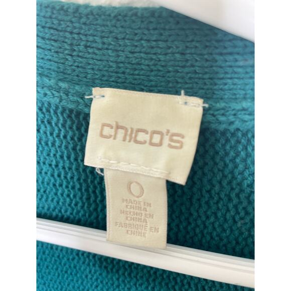 Chico's Green Long Duster Open Cardigan Womens size 0/small has pockets! - Picture 2 of 5